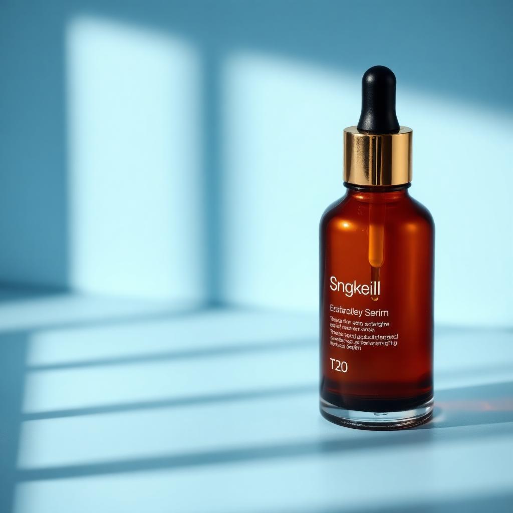 Dr.Melaxin Melaton brightening serum bottle on aero blue backdrop